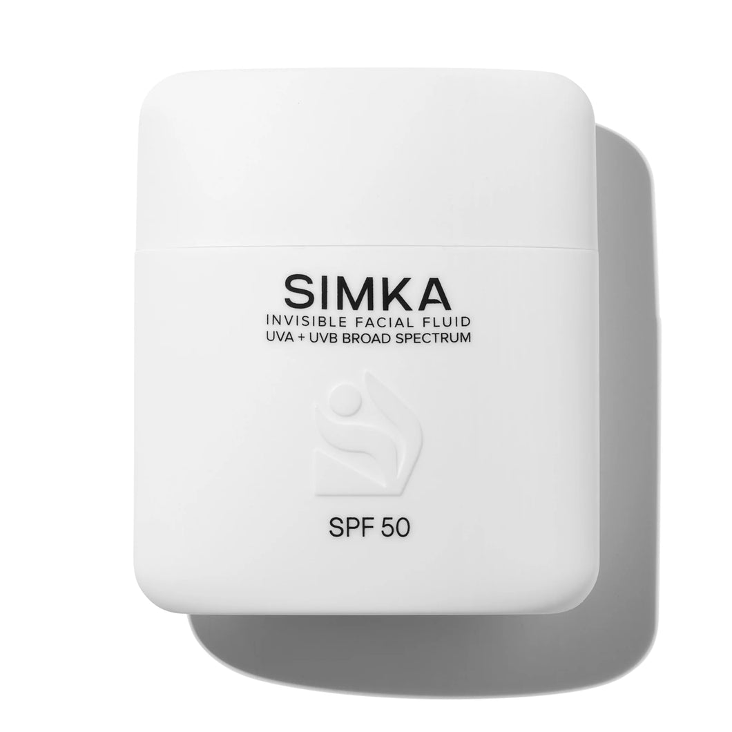 SIMKA invisible facial fluid SPF 50 packaging on a white background